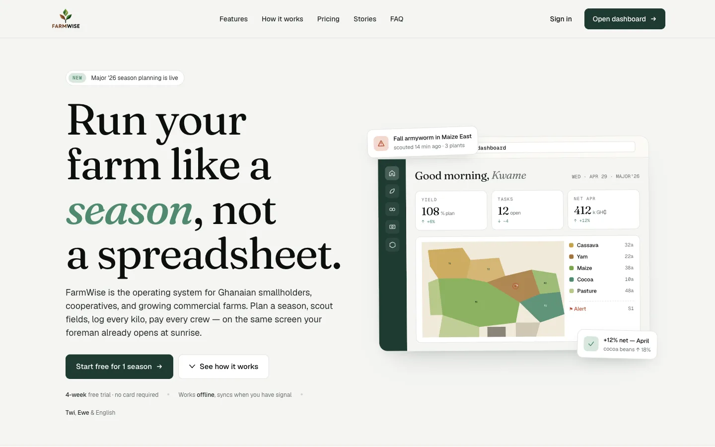 FarmWise homepage
